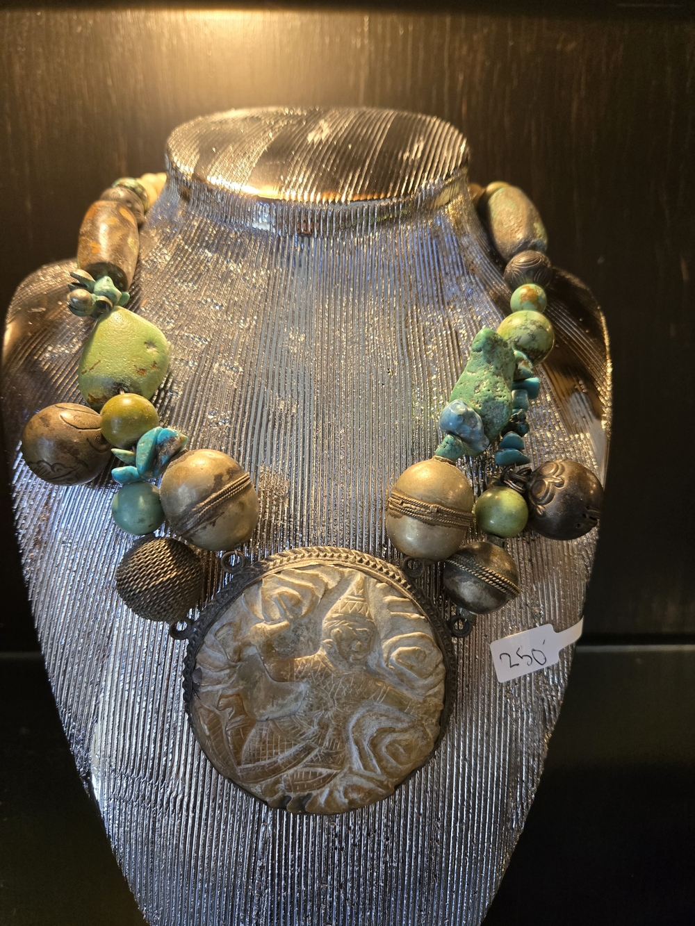 Green Turquoise Statement Pendant Necklace